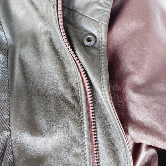 Johnson & Murphy Men's Leather Jacket Brown w/Forest Green Collar/Lining Size 42 - Picture 9 of 10